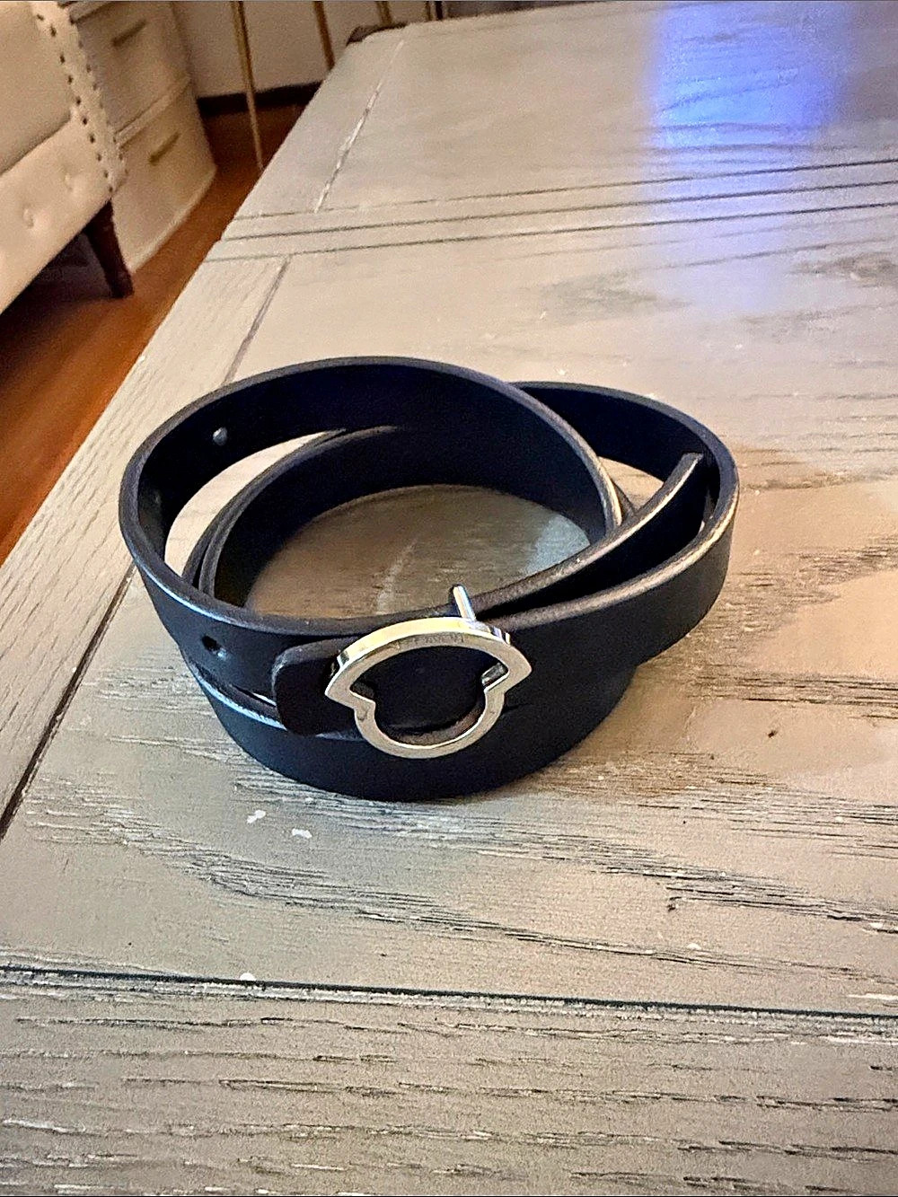 Moncler Logo Buckle Leather Belt Black
